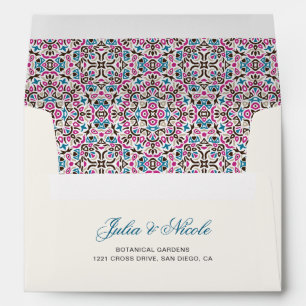 Enveloppe Mariage Mandala Géométrique en Treillis Marocain