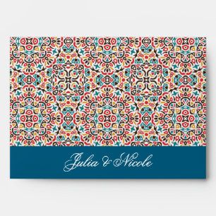 Enveloppe Mariage Mandala Géométrique en Treillis Marocain