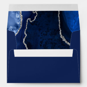 Enveloppe Mariage marbre bleu marine et marbre argenté