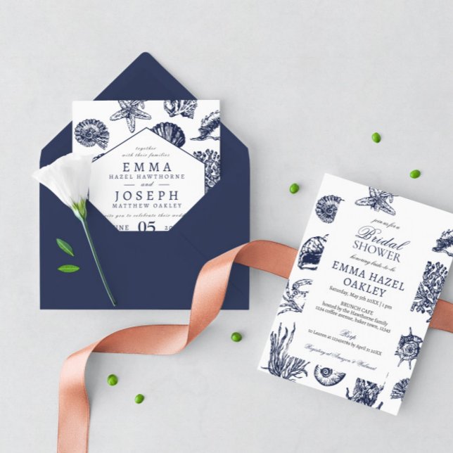 Enveloppe Mariage marine moderne océanique marine  (Créateur téléchargé)