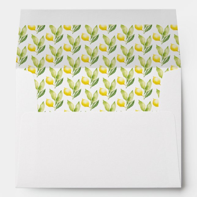 Enveloppe Mariage méditerranéenne citron botanique (Dos (Bas))