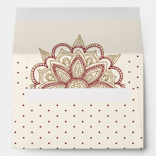 Enveloppe Mariage Mehndi Henna Or et Bourgogne