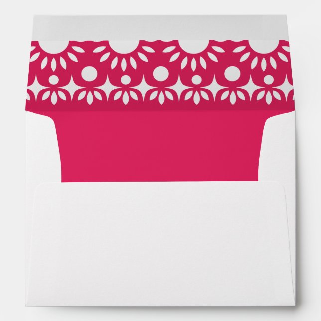 Enveloppe Mariage mexicain Fiesta Pink Papel Picado Boho (Dos (Bas))