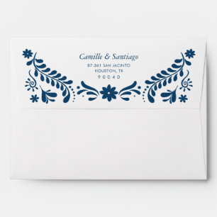 Enveloppe Mariage mexicaine Talavera bleu