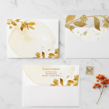 Mariage minimal automnal doré botanique script