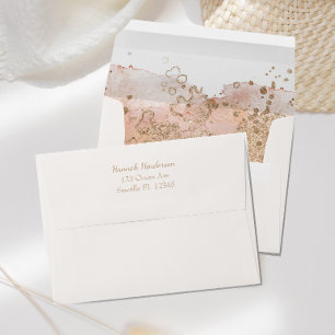 Enveloppe Mariage minimal Pearl Pink Gold Beach