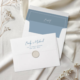 Enveloppe Mariage minimale Dusty Blue Elegant