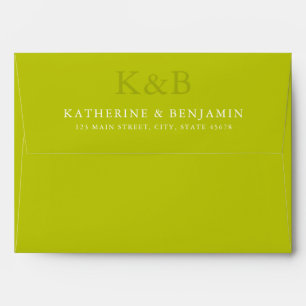 Enveloppe Mariage minimaliste avec monogramme Chartreuse mod