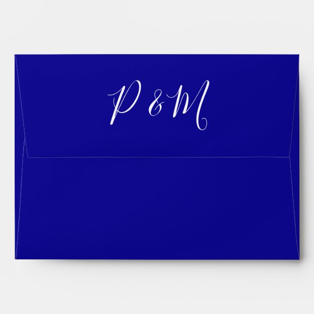 Enveloppe Mariage minimaliste bleu et blanc (Dos (Haut rabat))