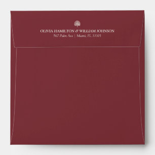 Enveloppe Mariage minimaliste Carré Burgandy