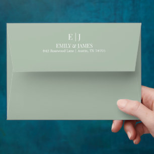 Enveloppe Mariage Minimaliste Chic Vert Sauge