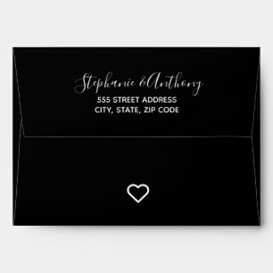 Enveloppe Mariage minimaliste de coeur noir et blanc