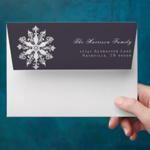 Enveloppe Mariage minimaliste de flocon de neige Plum Purp