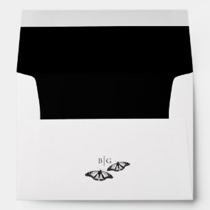Enveloppe Mariage minimaliste de papillon noir blanc