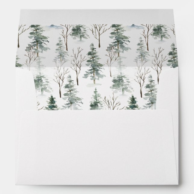 Enveloppe Mariage minimaliste de pin rustique (Dos (Bas))