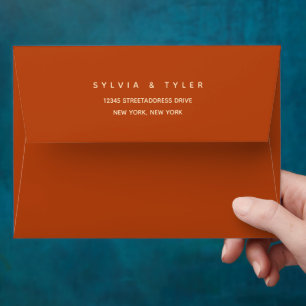 Enveloppe Mariage minimaliste de typographie orange brûlé