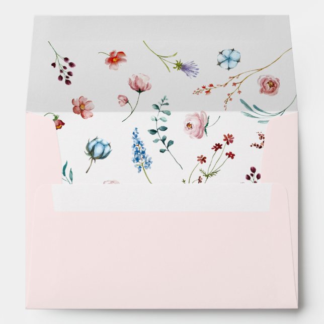 Enveloppe Mariage minimaliste fleur sauvage (Dos (Bas))