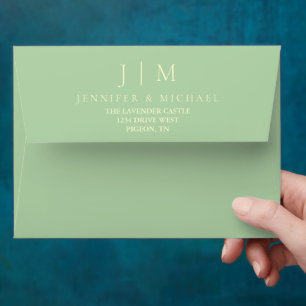 Enveloppe Mariage minimaliste moderne formel au pistache et 