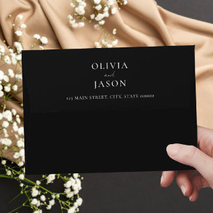 Enveloppe Mariage minimaliste noir et blanc moderne