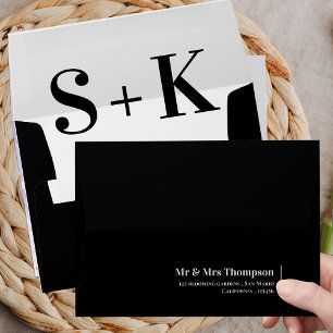 Enveloppe Mariage minimaliste noir noir