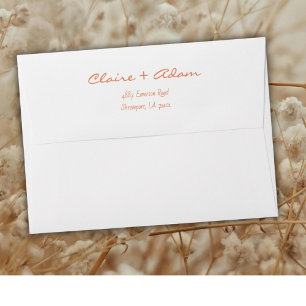 Enveloppe Mariage minimaliste rétro vintage aux rayures pêch