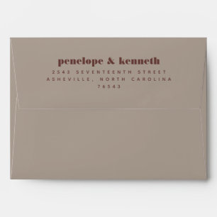 Enveloppe Mariage Minimaliste Rustique Brun Art Linéaire Flo