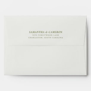 Enveloppe Mariage Modern Return Adresse Crème Neutre Vert