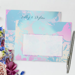 Enveloppe Mariage Moderne Abstrait au Pastel