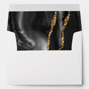 Enveloppe Mariage moderne Black Gold Agate