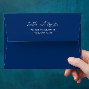 Enveloppe Mariage moderne bleu marine minimal