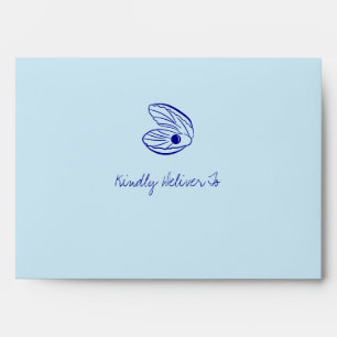 Enveloppe Mariage moderne Blue Mediterranean Shell