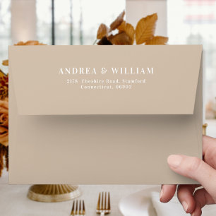 Enveloppe Mariage moderne Boho Beige Taupe