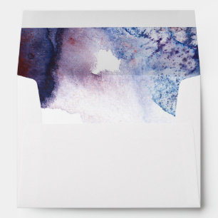 Enveloppe Mariage moderne d'aquarelles de bleu et de pourpre