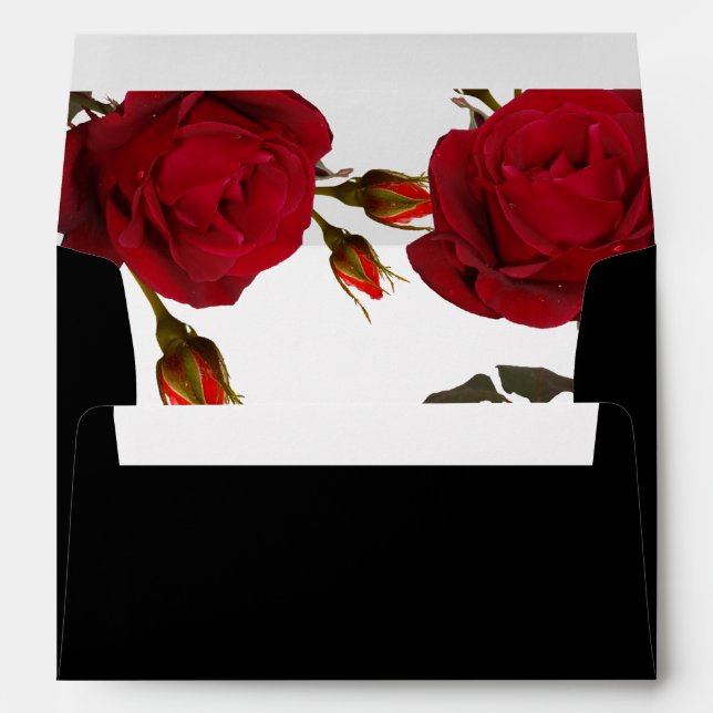 Enveloppe Mariage moderne de la Rose rouge noir (Dos (Bas))