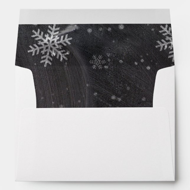 Enveloppe mariage moderne de snowflakes chalkboard d'hiver (Dos (Bas))