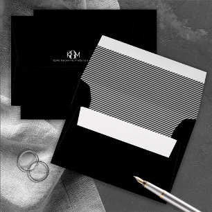 Enveloppe Mariage moderne décoratif Pinstripe Black ID887