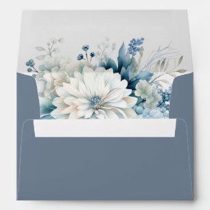 Enveloppe Mariage moderne Dusty Blue Fleur sauvage
