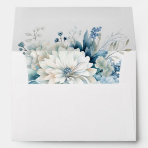 Enveloppe Mariage moderne Dusty Blue Fleur sauvage