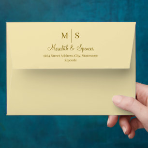 Enveloppe Mariage Moderne Élégant Chic Minimaliste Beige Bas