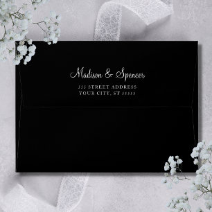 Enveloppe Mariage moderne élégant noir solide 5x7