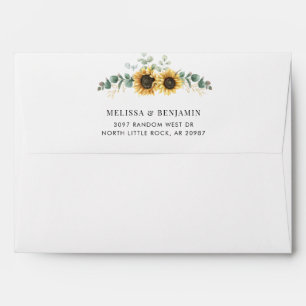 Enveloppe Mariage Moderne Élégant Tournesol Eucalyptus