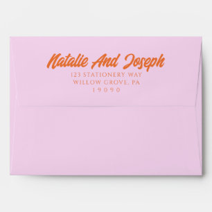 Enveloppe Mariage Moderne Funky Orange Rose Coloré 