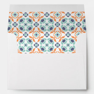 Enveloppe Mariage Moderne Géométrique Botanique Bleu Orange