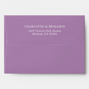 Enveloppe Mariage moderne lilas personnalisé 5,25x7,25