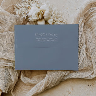 Enveloppe Mariage Moderne Minimaliste Écriture Bleu Poussiér