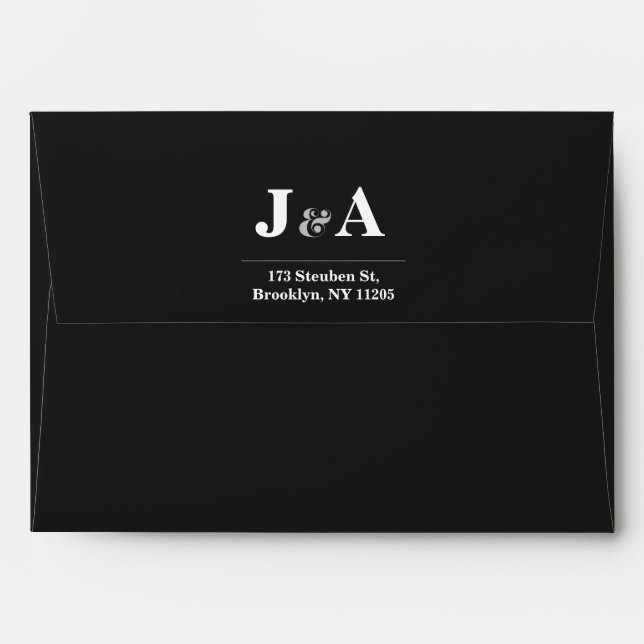 Enveloppe Mariage moderne noire minimale (Dos (Haut rabat))