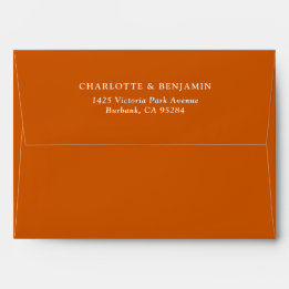 Enveloppe Mariage moderne orange brûlé 5,25x7,25