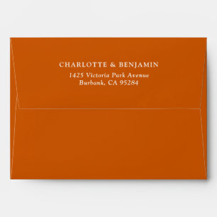 Enveloppe Mariage moderne orange brûlé 5,25x7,25