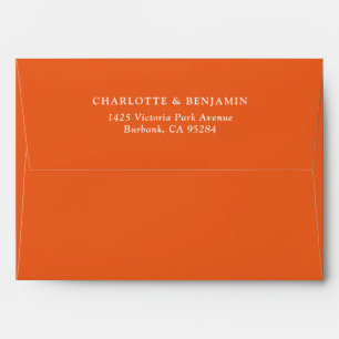 Enveloppe Mariage moderne orange personnalisé 5,25x7,25