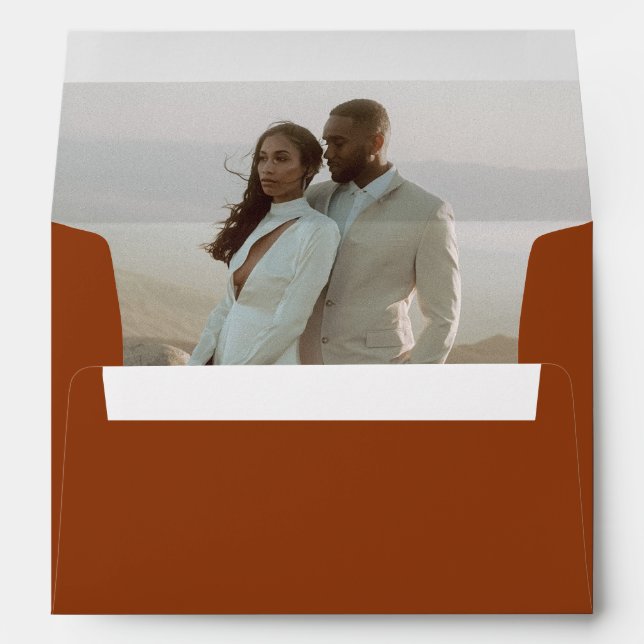 Enveloppe Mariage Moderne Photo Cuivre Minimaliste (Dos (Bas))